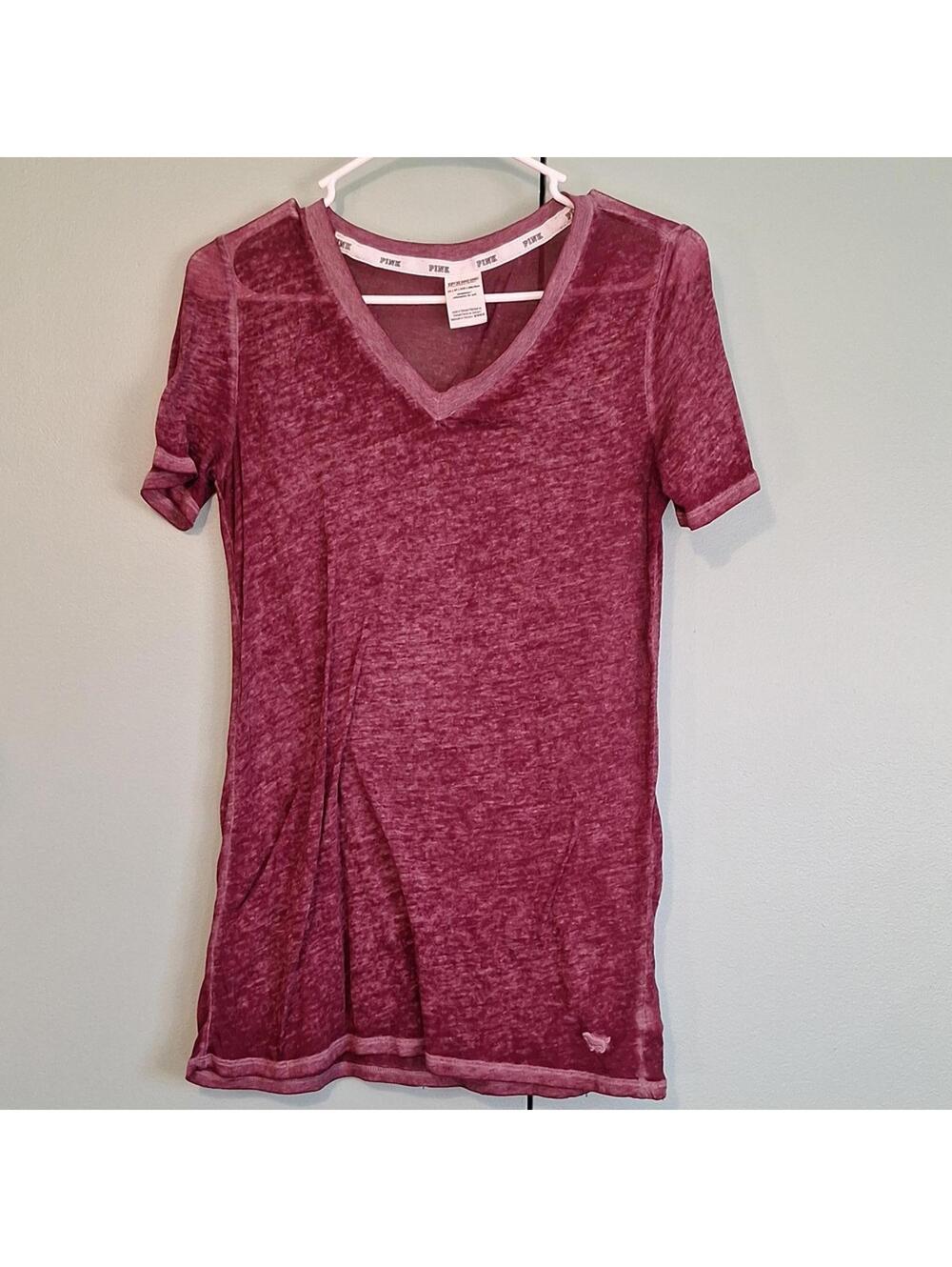 Pink Victorias Secret Maroon Light Weight Short Sleeve Shirt Size Xs